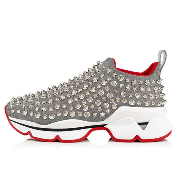 19S Vrs Orlato Flat Donna Runner Rivet Spike Socks Crystal Studded Neoprene Trainers Red Bottom Shoes Glitter Sunset Outdoor Shoes G4