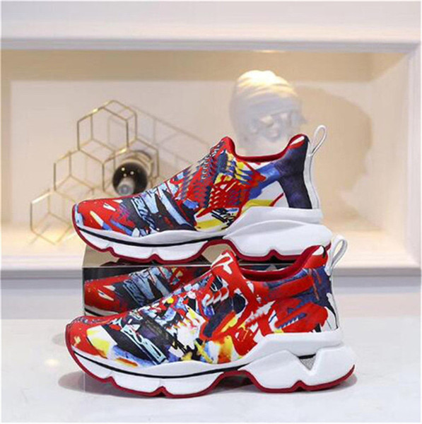 19S Vrs Orlato Flat Donna Runner Rivet Spike Socks Crystal Studded Neoprene Trainers Red Bottom Shoes Glitter Sunset Outdoor Shoes H7