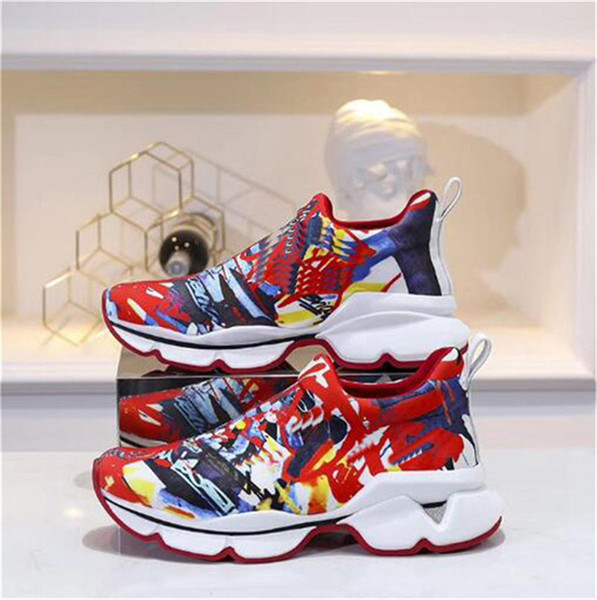 19S Spike Socks Studded Low Trainers Crystal Neoprene Vrs Orlato Flat Donna Runner Rivet Spike Red Bottom Designer Platform Sneakers F9