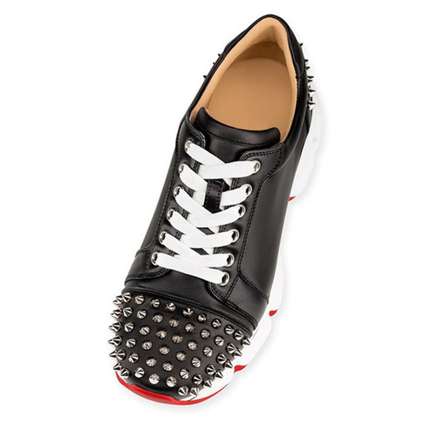 19S Spike Sock Crystal-Embellished Studded Low Trainers Vrs 2018 Orlato Flat Donna Runner Rivet Red Bottom Shoes Glitter Sunset Sneakers I1