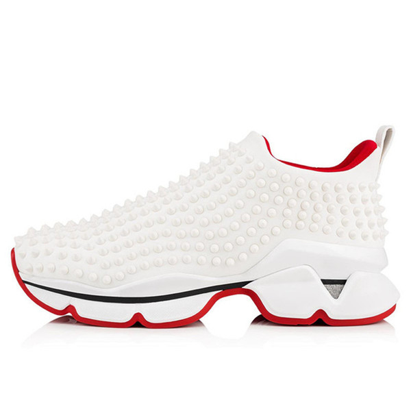 19S Krystal Crystal Spike Embellished Neoprene Sock Studded Low Top Trainers Vrs Orlato Flat Donna Runner Rivet Red Bottoms Shoes Sneaker C8