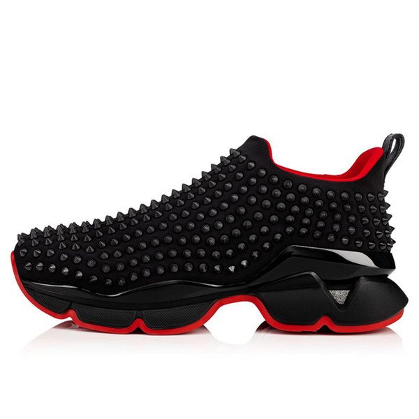 19S Krystal Crystal Spike Embellished Neoprene Sock Studded Low Top Trainers Vrs Orlato Flat Donna Runner Rivet Red Bottoms Shoes Sneaker C2