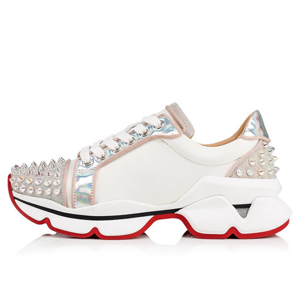 19S Vrs 2018 Orlato Flat Donna Runner Rivet Crystal Spike Embellished Socks Studded Low Trainers Red Bottoms Shoes Krystal Sports Sneakers
