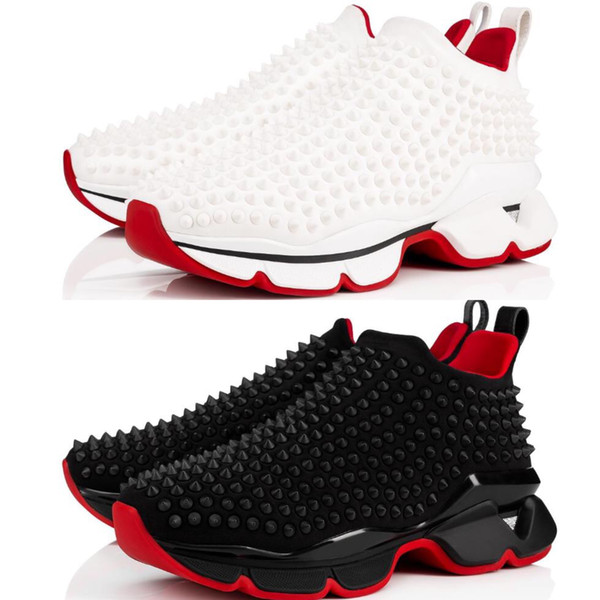 Designer Sneakers Krystal Spike Sock Donna Flat Neoprene Luxury Mens Red Bottoms Shoes Womens Rivet Spiky Sock Junior Spikes Red Sole Shoes