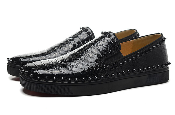 Top quality Pik Boat Flat Python Spikes Red Bottom Sneakers For Men Low Cut Casual Shoes Brand New Mens Womens Designer Trainers sizes36-46