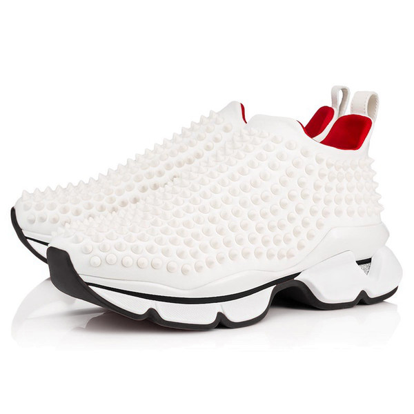 2019 Designer Sneaker Spike Sock Men Women Pull-On Rivet Spiky Luxury Chunky Flat Sock Shoes Classic Donna Red Rubber Low Top Shoes