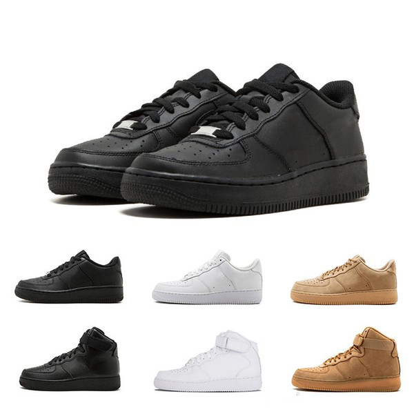 High Quality One 1 Dunk Running Shoes all Black White Men Women Sports Skateboarding Ones High Low Cut Wheat Brown Trainers Sneakers 36-45