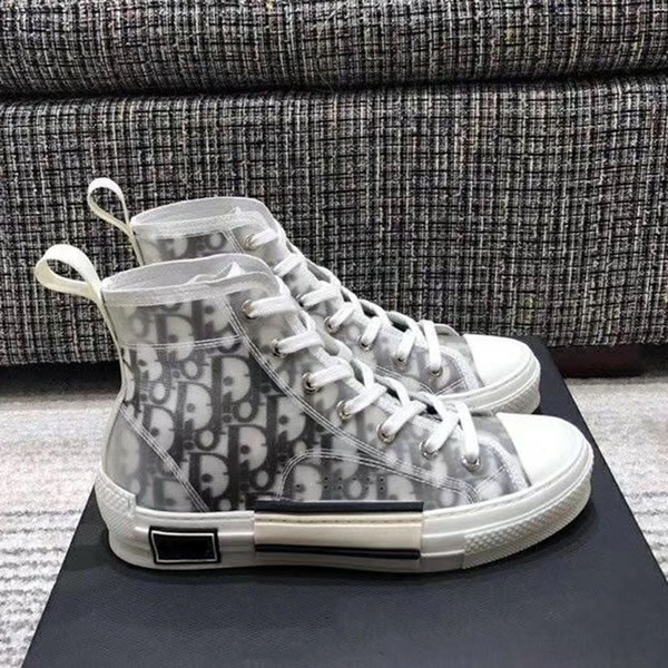 2019 New style Hot Selling Designer Woman's Walking Sneaker in Oblique embroidered canvas High Sneaker Women's Lace-up casual Shoes35-41