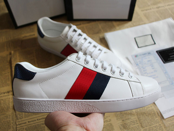 Bee Designer Shoes Top Quality White ACE Embroidered Mens & Women Genuine Leather Designer Sneakers Luxury Shoes Best Sell Gift