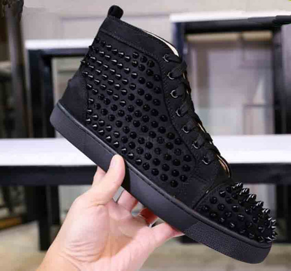 2019Top designer red bottoms shoes unisex men women red bottoms heels Fashion Spikes Studded Spikes Flats Sneakers shoes