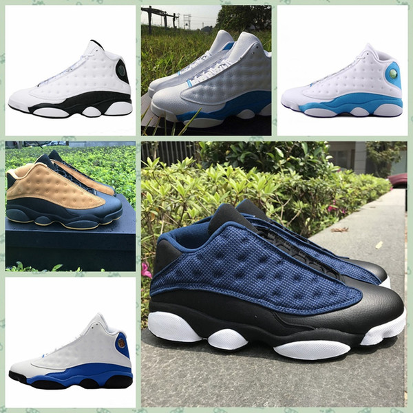 J013HA Cheap New Top Quality 13 13s Men Women outdoor Shoes Bred Black Brown Blue White hologram flints Grey Red Sports Sneakers Size