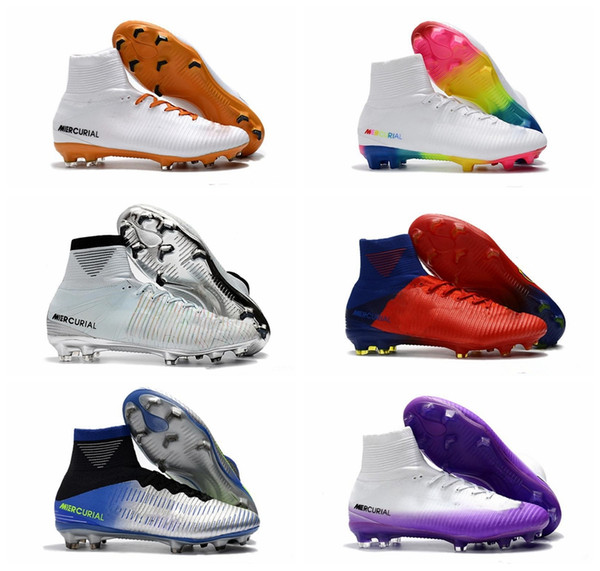 2019 mens soccer cleats Mercurial Superfly V Ronalro FG indoor soccer shoes kids football boots cr7 boys neymar boots Rising Fast Pack cheap