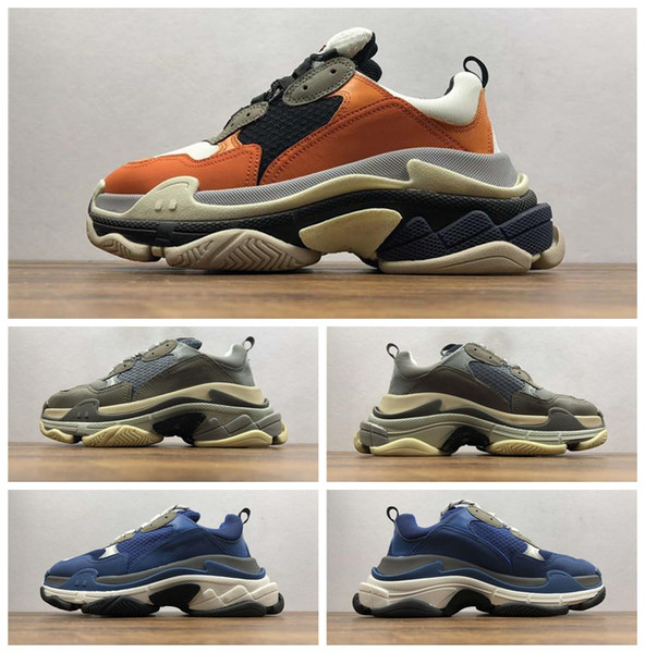 New Orange Luxury Triple S Designer Low-top Make Old Sneaker Trendy Footwear Boots Mens Womens Lace Up Shoes Top Quality Sports Casual Shoe