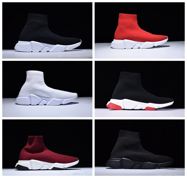 2019 New Sock Shoes Speed Trainer Stretch Knit Mid Sneakers Fashion Men Women Sock Shoe Outdoor Lovers Casual Shoes 36-45