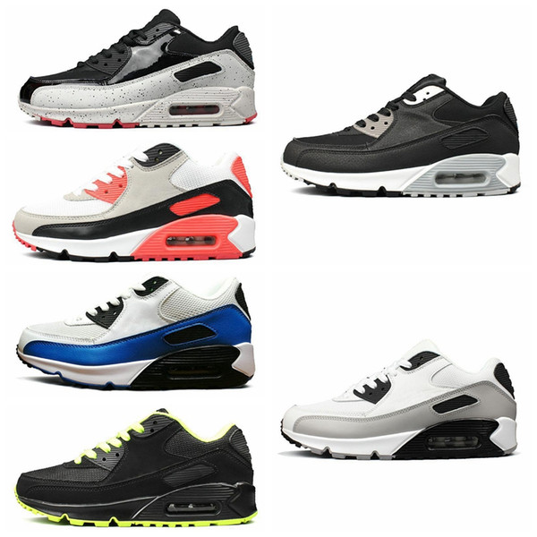 Sale 2019 New 90 Running Shoes Mens Women Cheap Black White Red Air Cushion 90s Sneakers Classic Air90 Trainer Sports Shoe