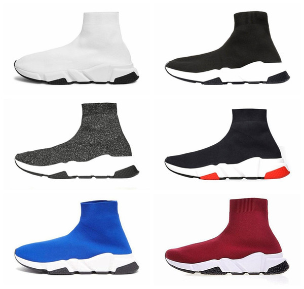 2019 New Arrivlas designers Fashion Luxurys For Women Men Speed Trainer off Red Triple Black Flat Casual shoes Sock Boots Mens Shoes