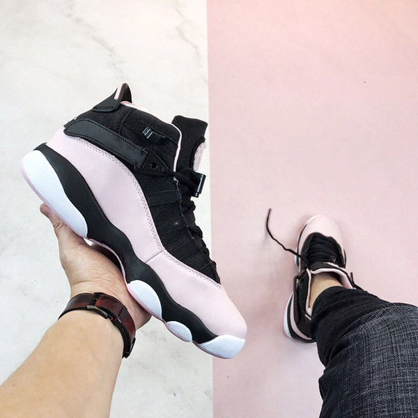 6 Rings Valentine Cherry blossoms Pink Women Basketball Shoes 6s High Help Black Ladies Designer Trainer Sneakers size 36-40