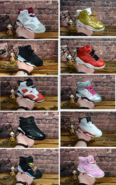 High Quality Kids 6s Like Mike Green Sudes Gold Cheap 6 Casual Shoes Sneakers Children Athletic Shoes 384664-145