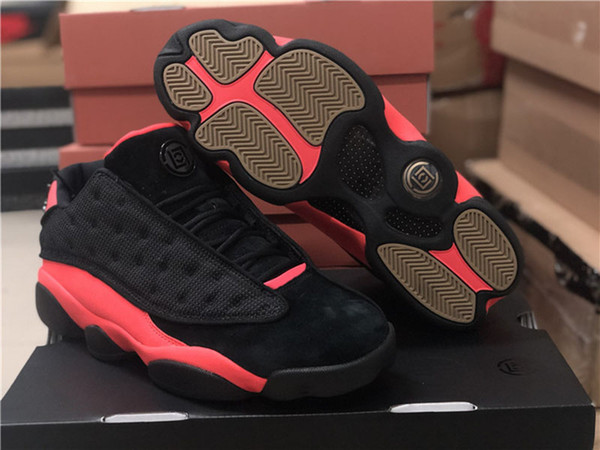 High Quality Clot x 13 Low Basketball Shoes 13s Black/Infrared 23 Designer Sneakers AT3102-006 Size 36-47 With Box