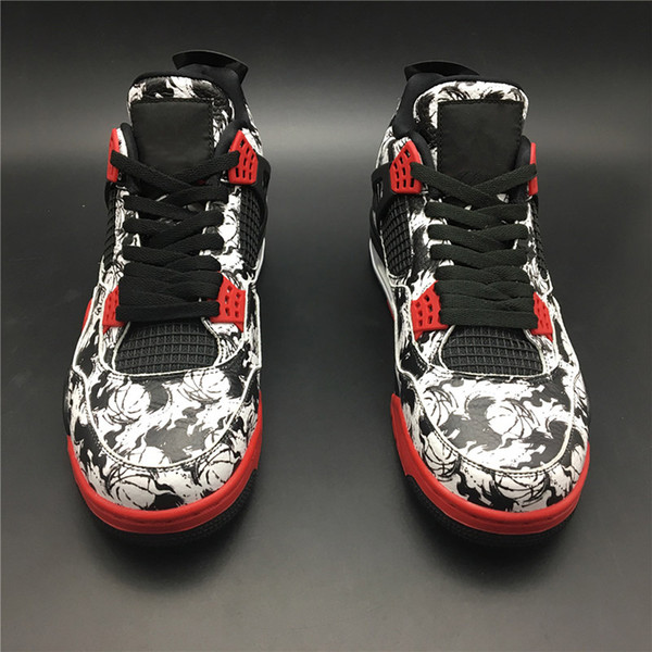 2018 New 4 Tattoo Men Basketball Shoes 4s Fire Red White BQ0897-006 High Quality Mens Designer Trainers Sneakers With Box