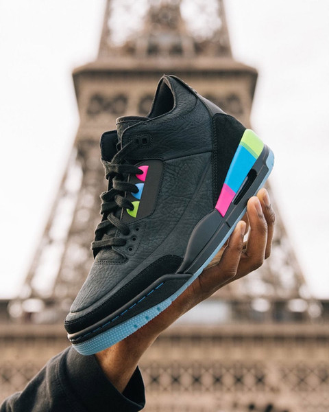 Paris Legendary 3 Quai 54 Streetball Black Electric Green Infrared 23 Men Brand Basketball Shoes AT9195-001 With Box