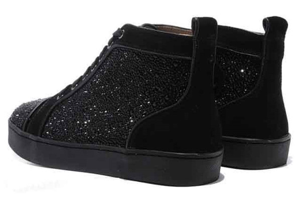 wholesale Studded Genuine Leather Low High Top Mens Womens Designer Boots Casual Shoes Fashion Black Luxury Red Bottoms Leather Sneakers 05
