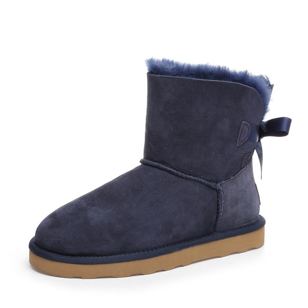 Designer Women Winter Snow Boots Fashion Australia Classic Short bow boots Ankle Knee Bow girl MINI Bailey Boot 2019 Black 36-41 3A 11
