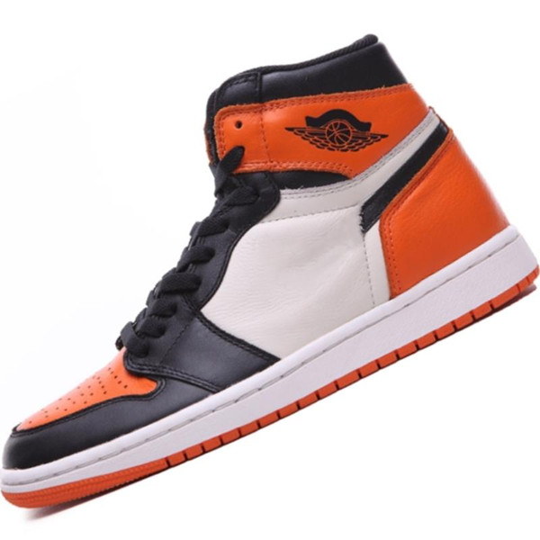 2019 New High Quality 1s Bred Leather Top Casual Basketball Boots Originals Yellow Athletic Shoes OG Bred basketball shoes 3A 11
