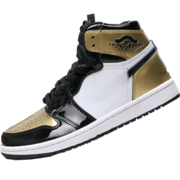 2019 New High Quality 1s Bred Leather Top Casual Basketball Boots Originals Yellow Athletic Shoes OG Bred basketball shoes 3A 08