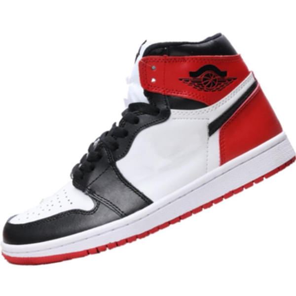 2019 New High Quality 1s Bred Leather Top Casual Basketball Boots Originals Yellow Athletic Shoes OG Bred basketball shoes 3A 09