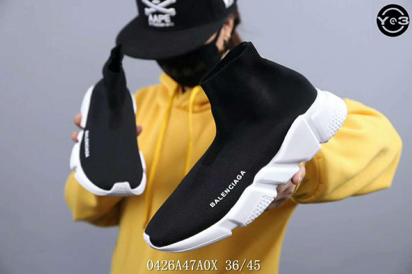 2018 wholesale Luxury Sock Shoe Speed Trainer casual Sneakers Speed Trainer Sock Race Runners black Shoes men and women Sports Shoes 36-45