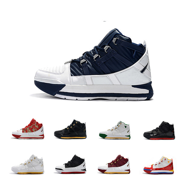 Lebron Zoom III 3 Arrival #23 Home SuperBron Mens casual Shoes High quality White Blue Red Black James 3s casual shoes US 7-12