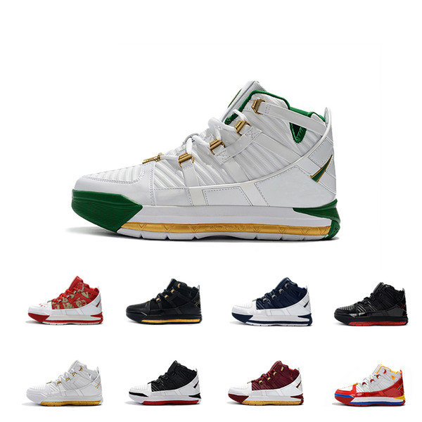 Lebron Zoom III 3 New Arrival #23 Home SuperBron Mens Basketball Shoes High quality White Blue Red Black James 3s Sports Sneakers US7-12