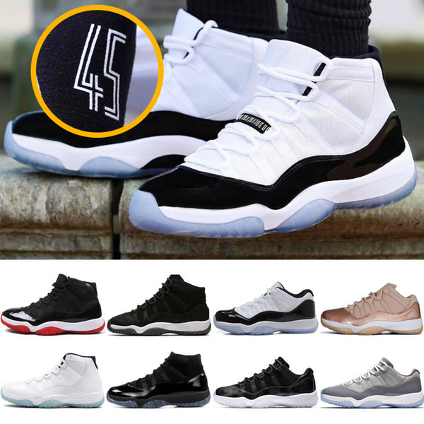 11s Basketball Shoes Concord 45 Mens Designer trainers sneakers Platinum Tint Prom Night gym red 11 Bred womens size 5.5-13