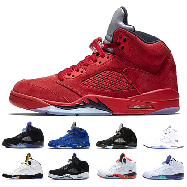 2019 Mens 5 5s Basketball Shoes Camo Seme Black Olympic Gold Blue Suede Pro Stars Male Designer Shoe