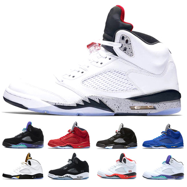 2019 High Quality 5s Men Basketball Shoes OG Black Metallic Black Grape Fire Red Space Jam White Cement Olympic Gold Medal Sports Sneakers