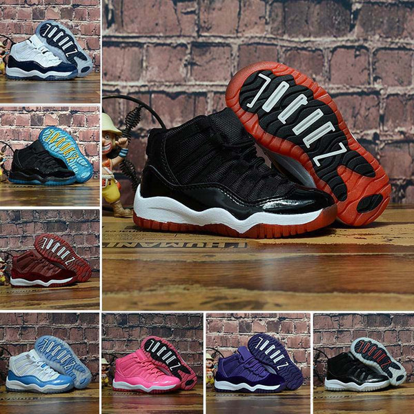 2019 Kids 11 11s Space Jam Bred Concord Gym Red Outdoor Shoes Children Boy Girl Outdoor Pink Midnight Navy sports Sneakers Toddlers 28-35