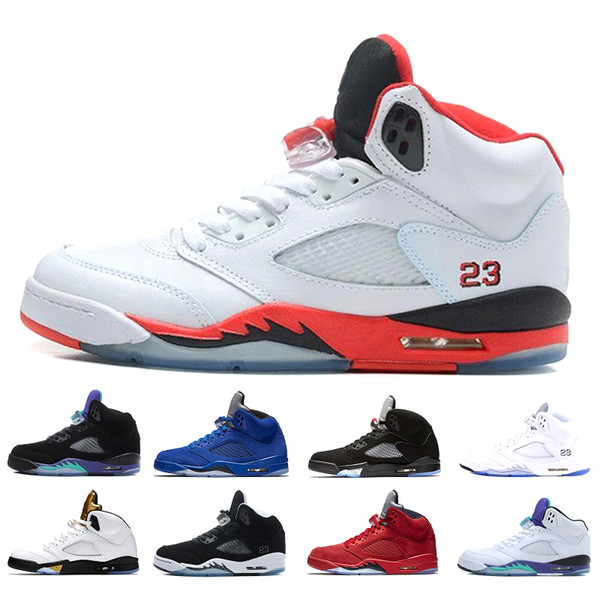 2019 Mens 5 5s Basketball Shoes Camo Seme Black Olympic Gold Blue Suede Pro Stars Outdoor Shoes Designer Sneakers Trainers 8-12