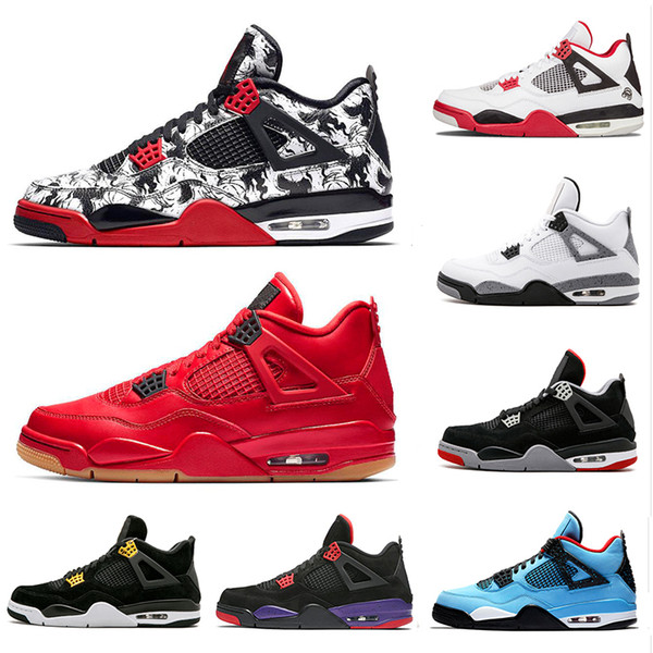 2019 New Bred Pale Citron Tattoo 4 IV 4s men s Athletic Sneaker Pizzeria Singles Day Royalty Black cat men trainers Sports Shoes