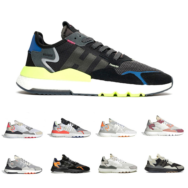 Hot nite jogger 3m reflective running shoes for men women high quality triple black white breathable mens trainer fashion sports sneakers