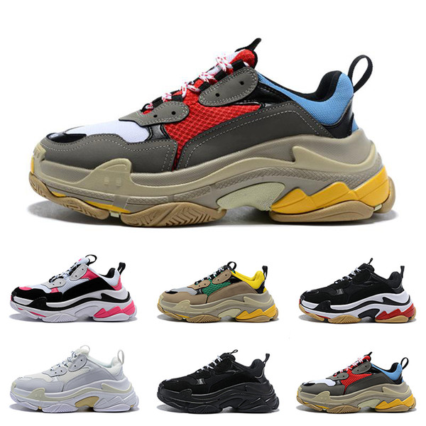 Wholesale designer Triple s Sneakers for men women black red white green Casual Dad Shoes tennis increasing shoe size 36-45