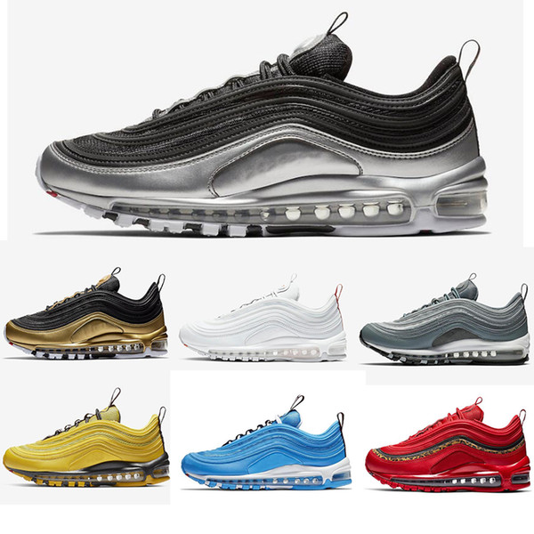 2019 New 97 Men Running Shoes Balck Metallic Gold South Beach PRM OG Plus Yellow Triple White 97s Designer Women Sports Sneakers 36-45