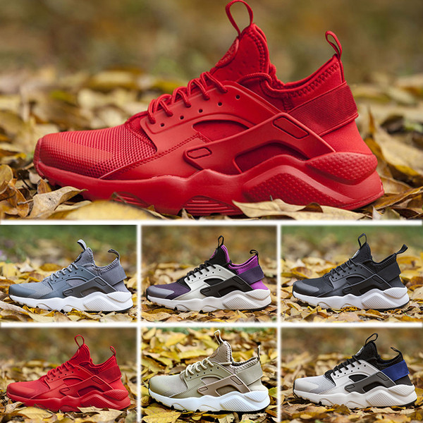 Newest Huarache 4 IV Running Shoes For Men Women, Black White Grey High Quality Sneakers Triple Huaraches Jogging Sports Shoes Eur 36-45
