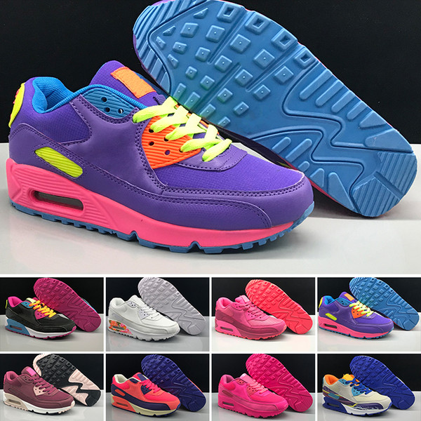 2019T Yellow white Classic 90 Men and women Running Shoes Black Red White Trainer Air Cushion Surface Breathable Sports Mens Sneakers 36-46