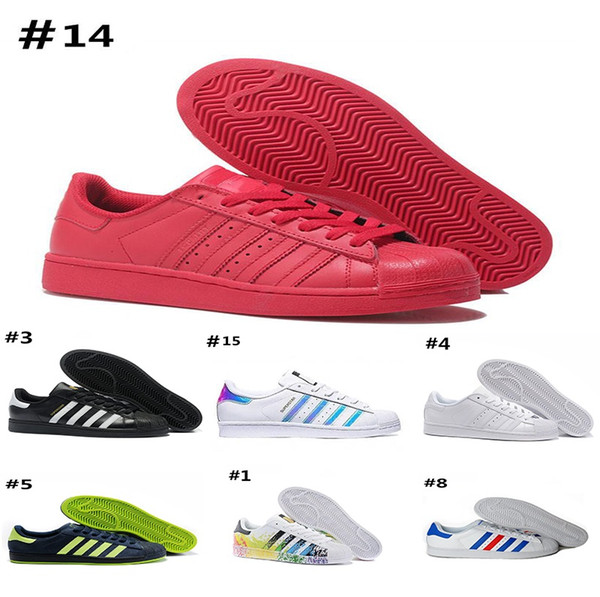 2018 Originals Superstar White Hologram Iridescent Gray Gold Superstars 80s Pride Sneakers Super Star Women Men Sport Casual Shoes EUR 36-45