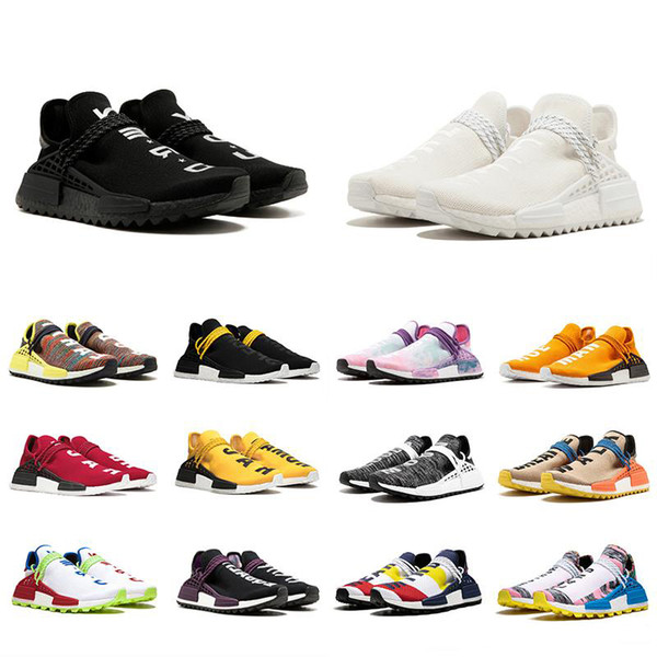 2019 Cheap 36-45 Human Race trail Running Shoes Men Women Pharrell Williams HU Yellow Blank Canvas Red Equality Nerd Sports Runner Sneakers