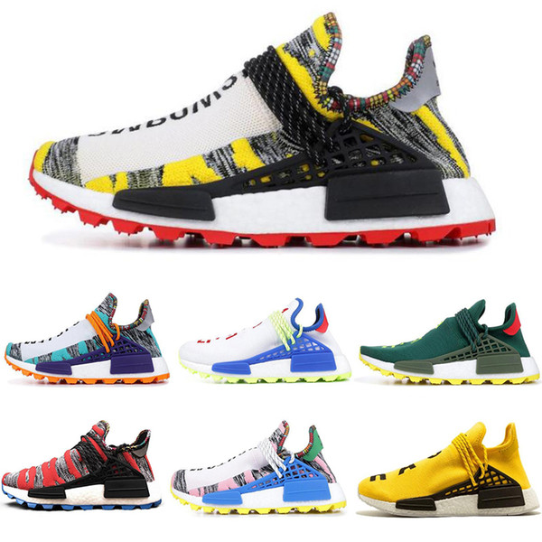Cheap Orange Human Race Trail Running Shoes Nerd Black Cream Men Women Pharrell HU Runner Yellow White Red Sports Runner Sneaker