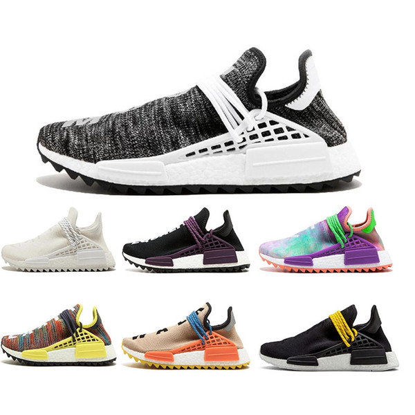 2019 Wholesale Human Race Trail Shoes Men Women raza humana Yellow Noble Ink Core Black Red White Casual Shoes Sneakers big 36-45