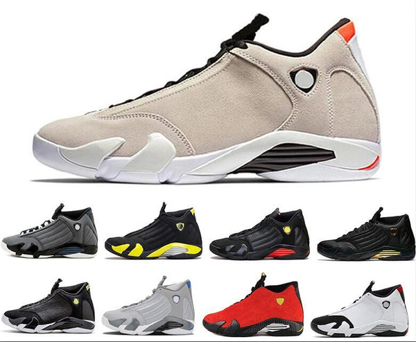 2019 Wholesale 14 14s Mens Basketball Shoes Black Grey Ferrari Desert Sand Black Wolf Grey Mens Desinger Trainers Sneakers