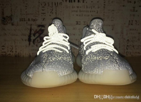 Kanye West V2 Static EF2367 Fully Reflective Real Men Women White Grey Static Correct Version High Quality Sports Running Shoe